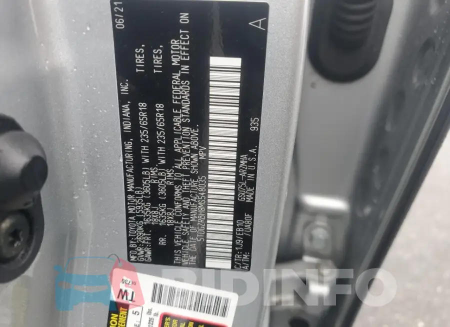 5TDGZRBH8MS548035 Photo# 13