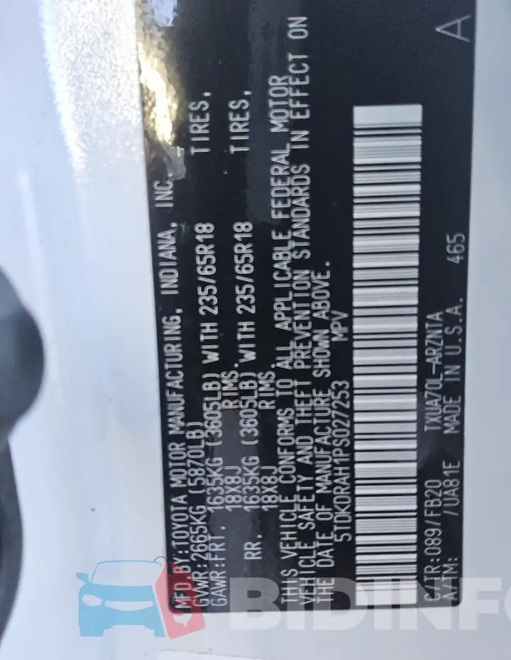 5TDKDRAH1PS027253 Photo# 14