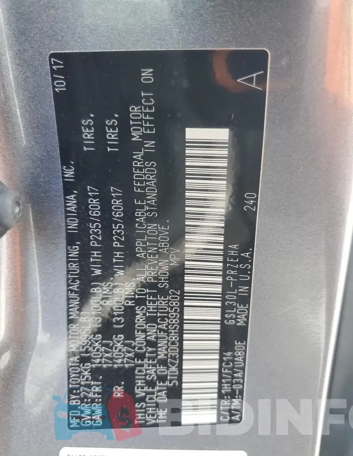 5TDKZ3DC8HS895802 Photo# 13