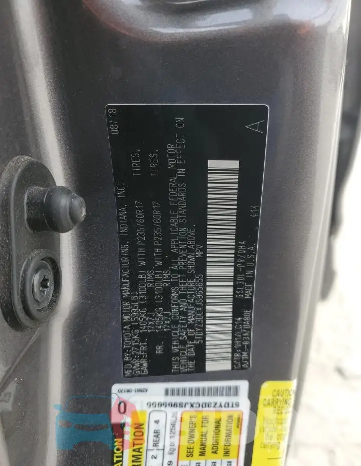 5TDYZ3DCXJS965655 Photo# 13