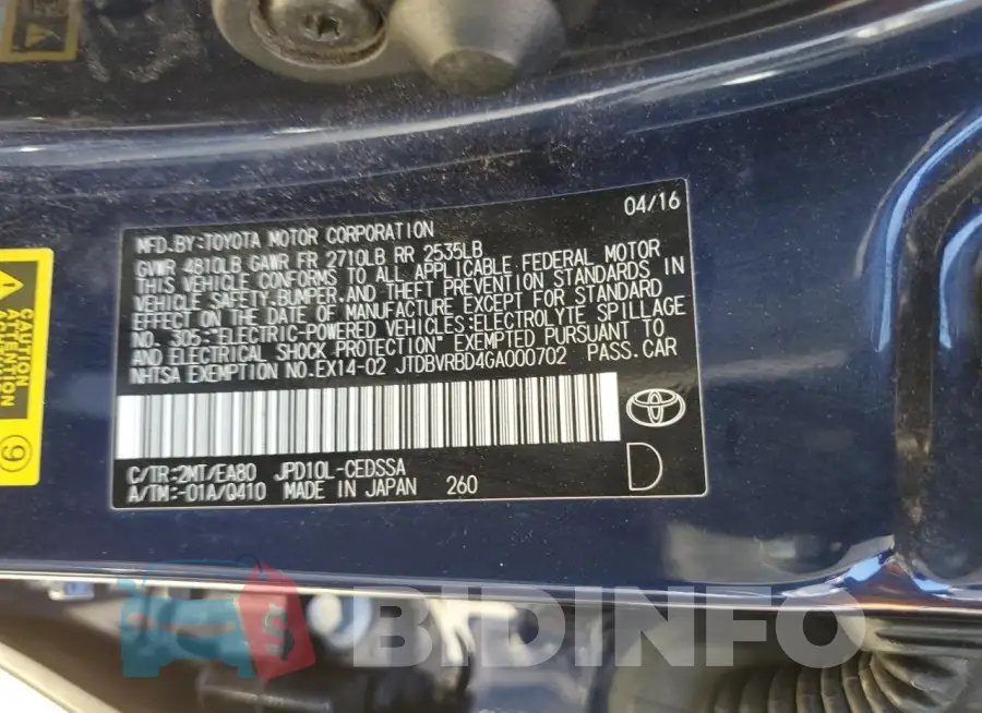 JTDBVRBD4GA000702 Photo# 12