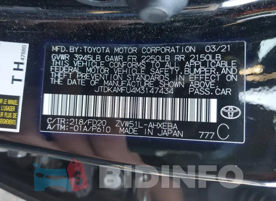 JTDKAMFU4M3147434 Photo# 13