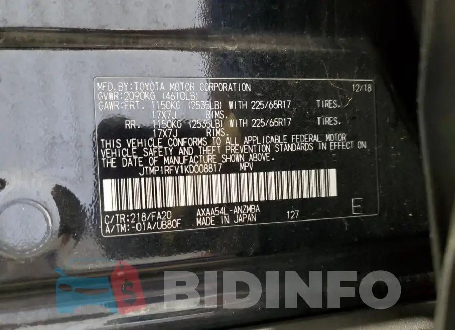 JTMP1RFV1KD008817 Photo# 13
