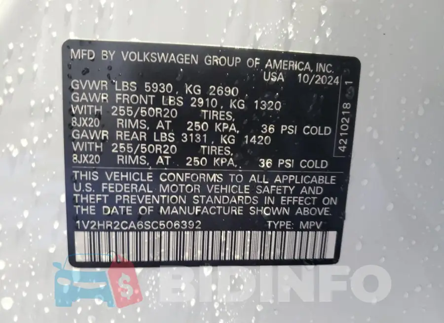 1V2HR2CA6SC506392 Photo# 13
