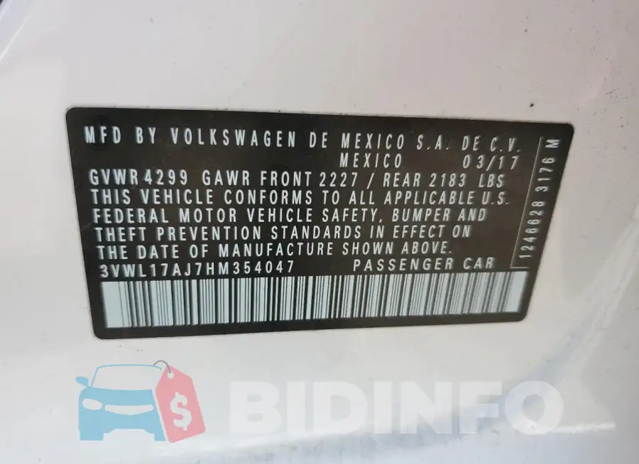 3VWL17AJ7HM354047 Photo# 13