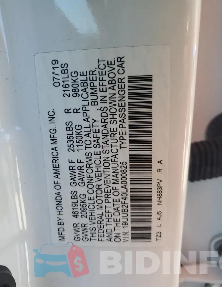 19UUB2F40LA000825 Photo# 13