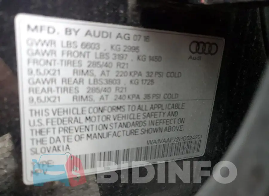 WA1VAAF72HD024201 Photo# 13
