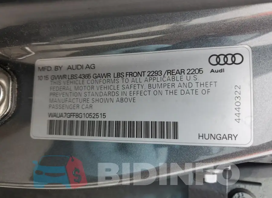 WAUA7GFF8G1052515 Photo# 12