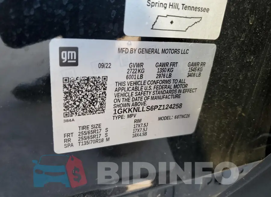 1GKKNLLS6PZ124258 Photo# 13