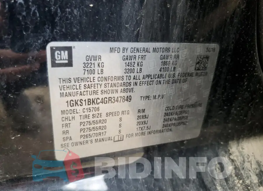 1GKS1BKC4GR347849 Photo# 13