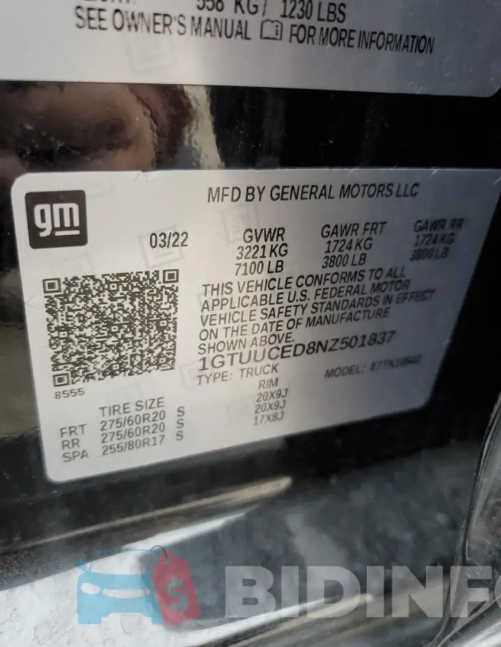 1GTUUCED8NZ501837 Photo# 12