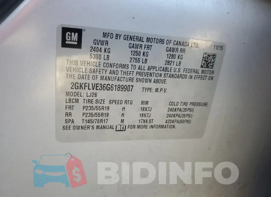 2GKFLVE36G6189907 Photo# 13