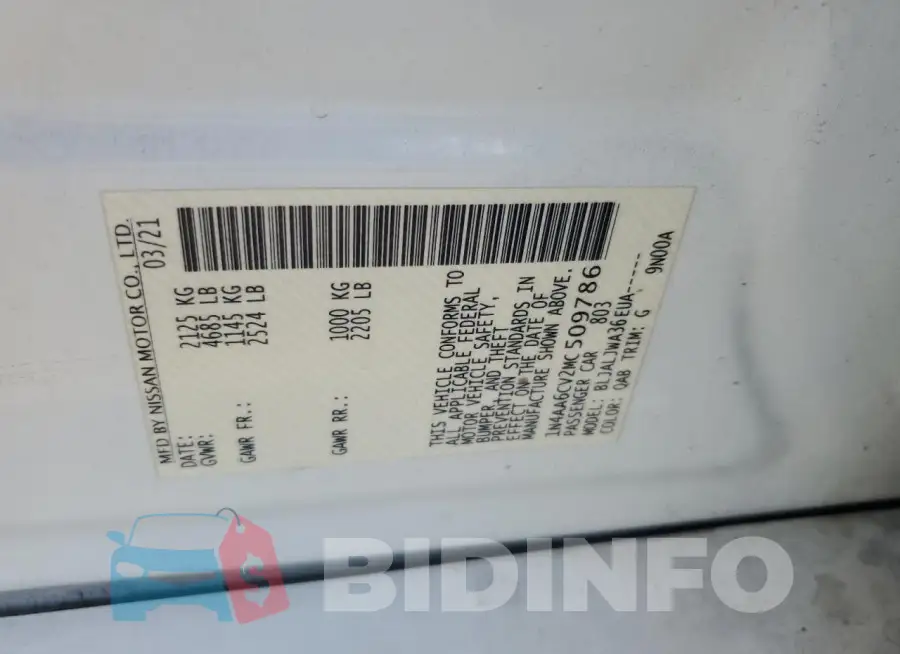 1N4AA6CV2MC509786 Photo# 12