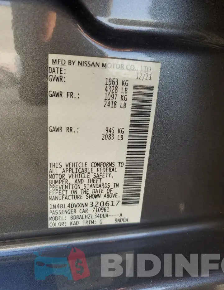 1N4BL4DVXNN320617 Photo# 12