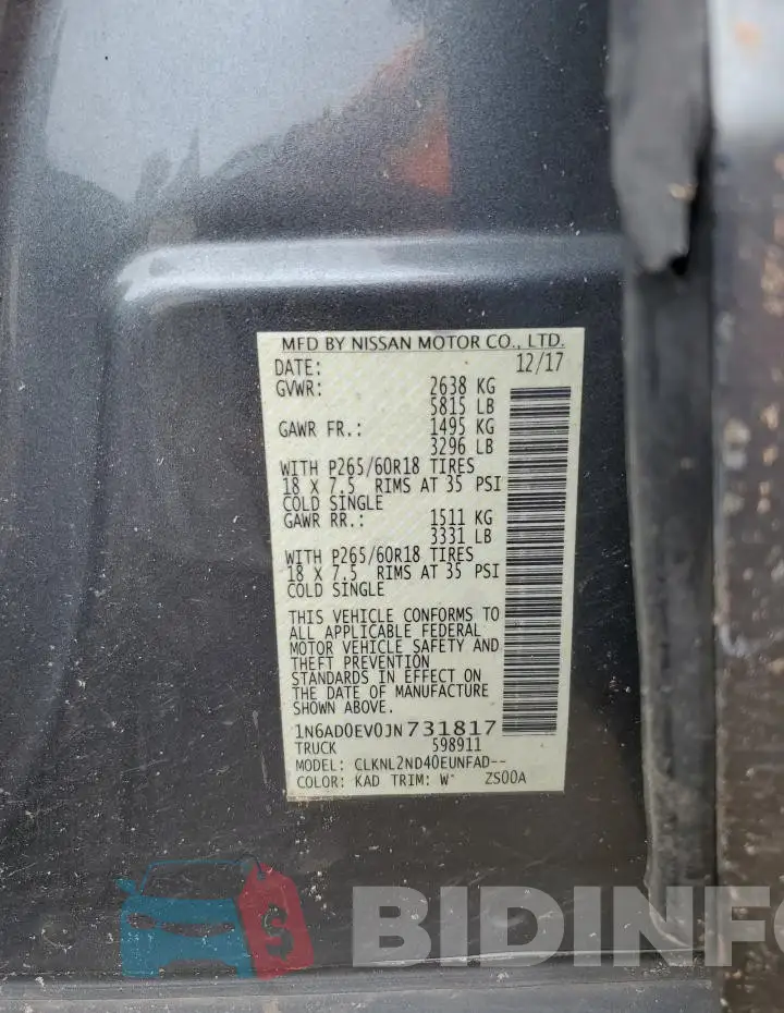 1N6AD0EV0JN731817 Photo# 12