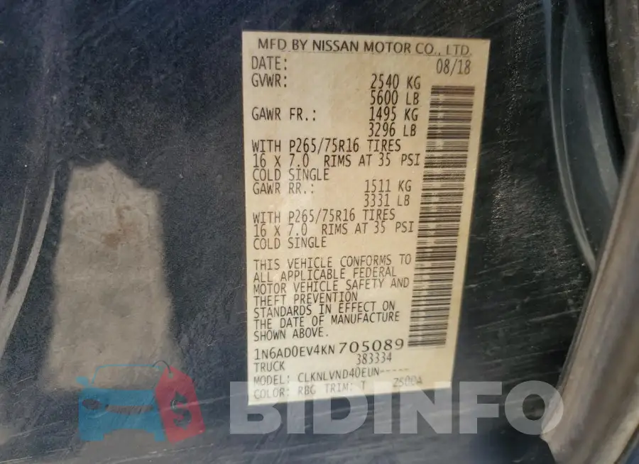1N6AD0EV4KN705089 Photo# 12