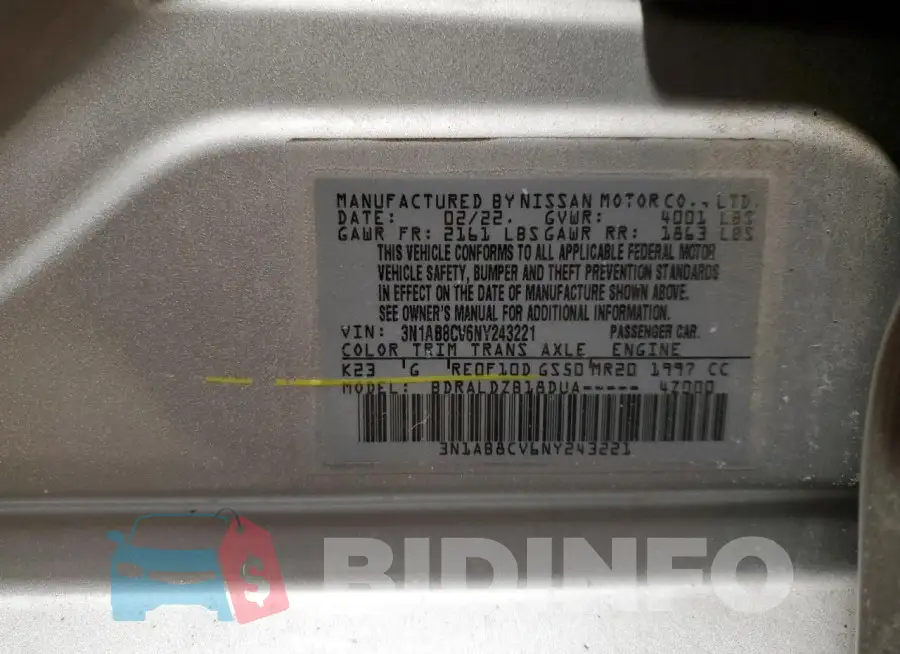 3N1AB8CV6NY243221 Photo# 12