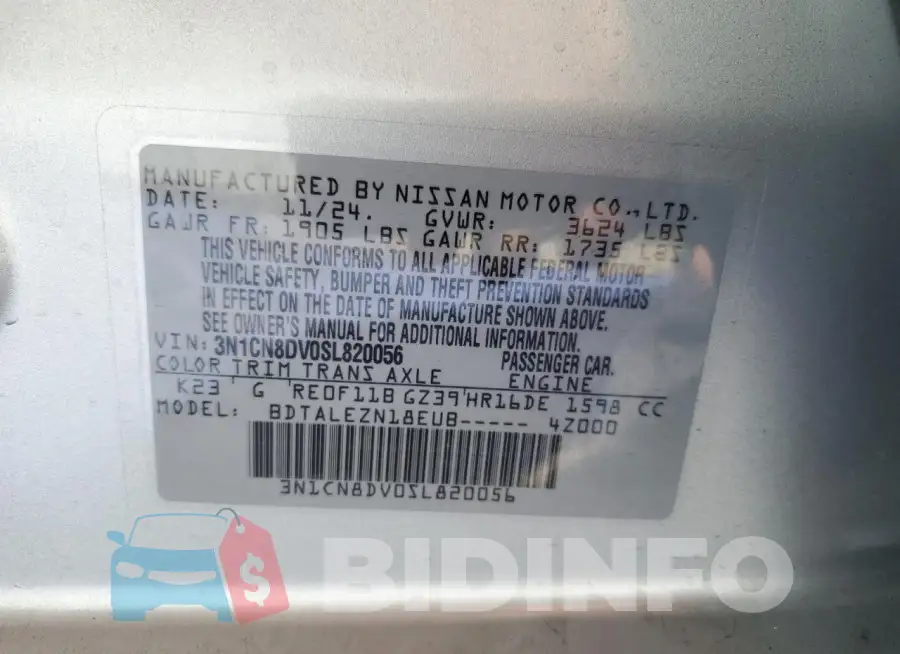3N1CN8DV0SL820056 Photo# 12