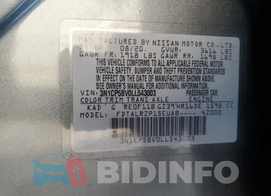 3N1CP5BV0LL543003 Photo# 13