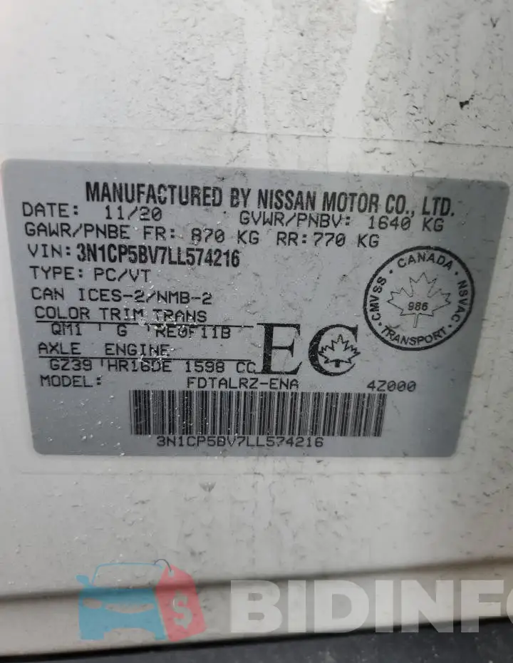 3N1CP5BV7LL574216 Photo# 12