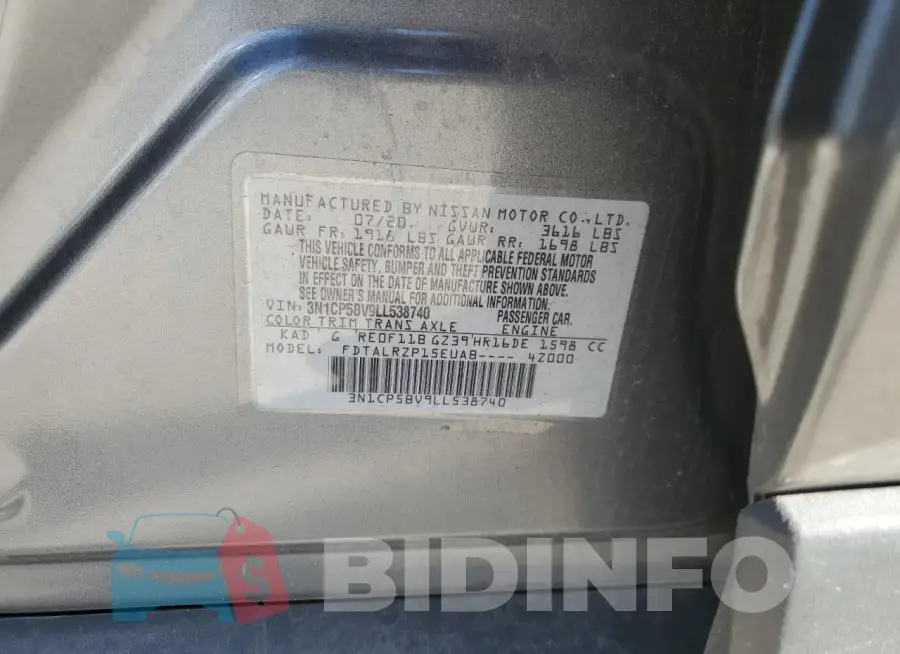 3N1CP5BV9LL538740 Photo# 13