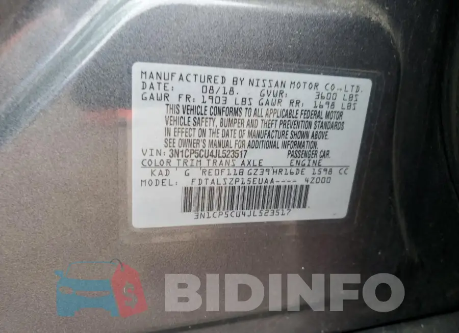 3N1CP5CU4JL523517 Photo# 12