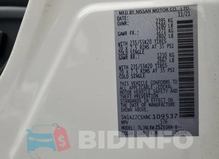 5N1AZ2CSXNC109537 Photo# 12