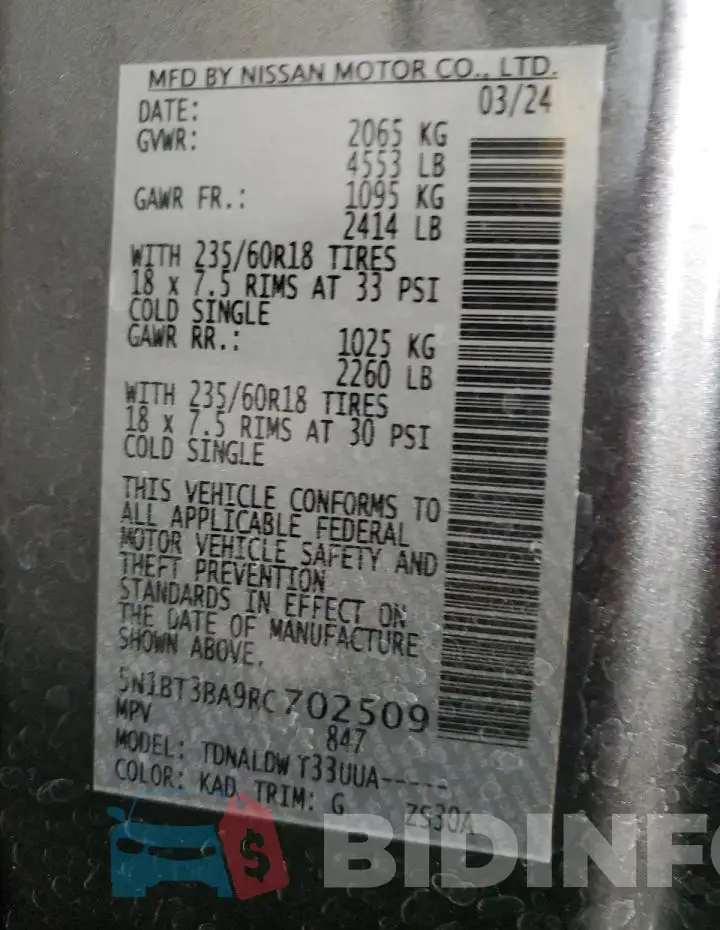 5N1BT3BA9RC702509 Photo# 13