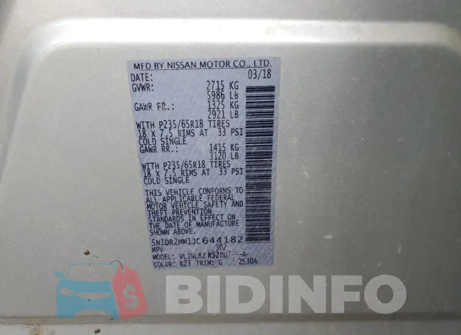 5N1DR2MM1JC644182 Photo# 13