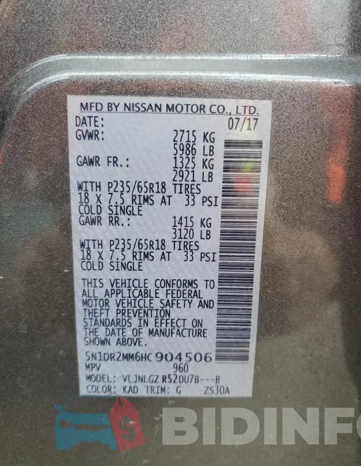 5N1DR2MM6HC904506 Photo# 14