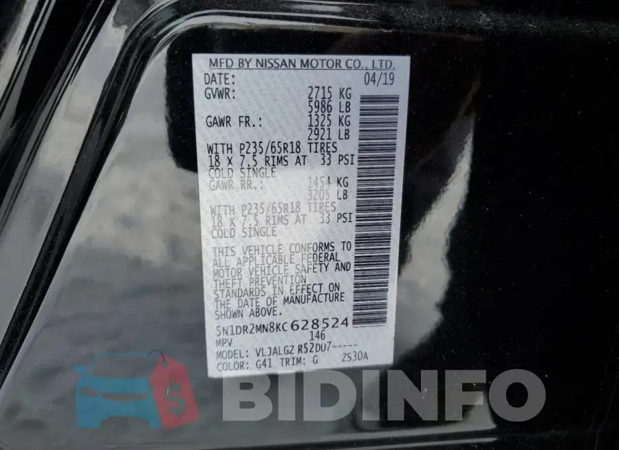 5N1DR2MN8KC628524 Photo# 13