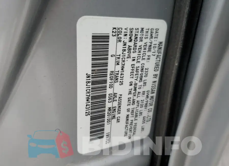 JN1BJ1CR7HW143125 Photo# 13