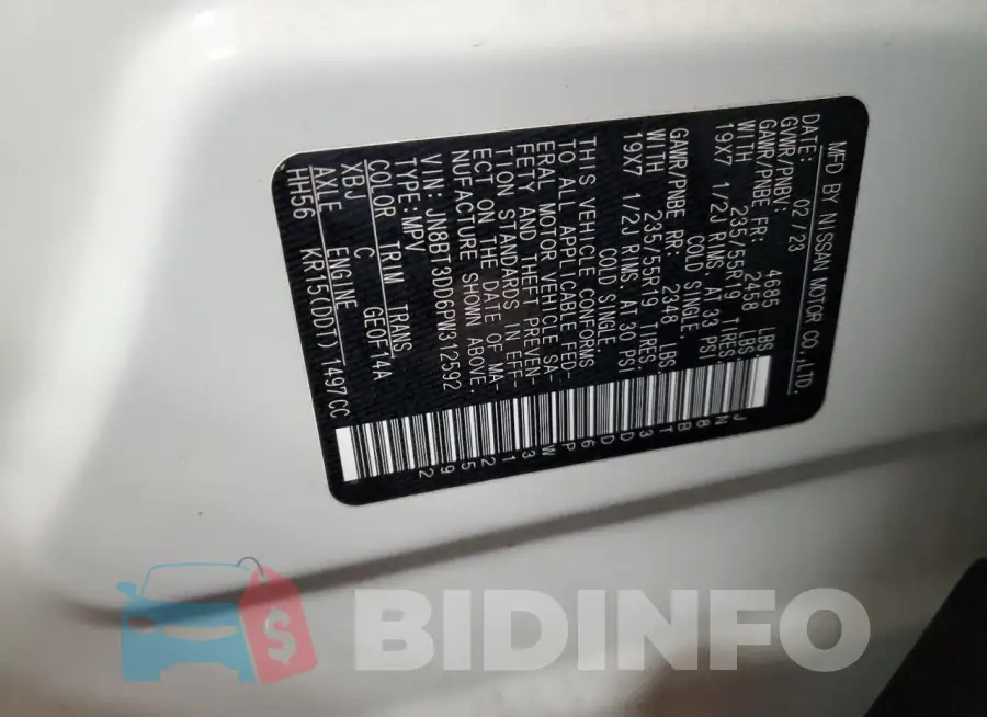 JN8BT3DD6PW312592 Photo# 14