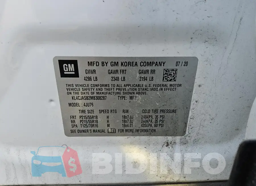 KL4CJASB2MB308287 Photo# 13