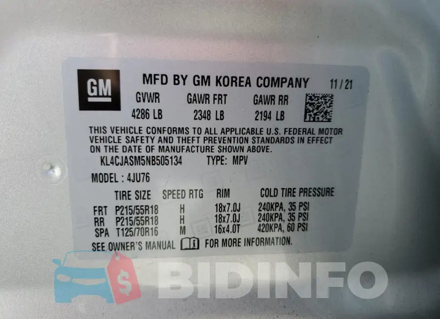 KL4CJASM5NB505134 Photo# 13