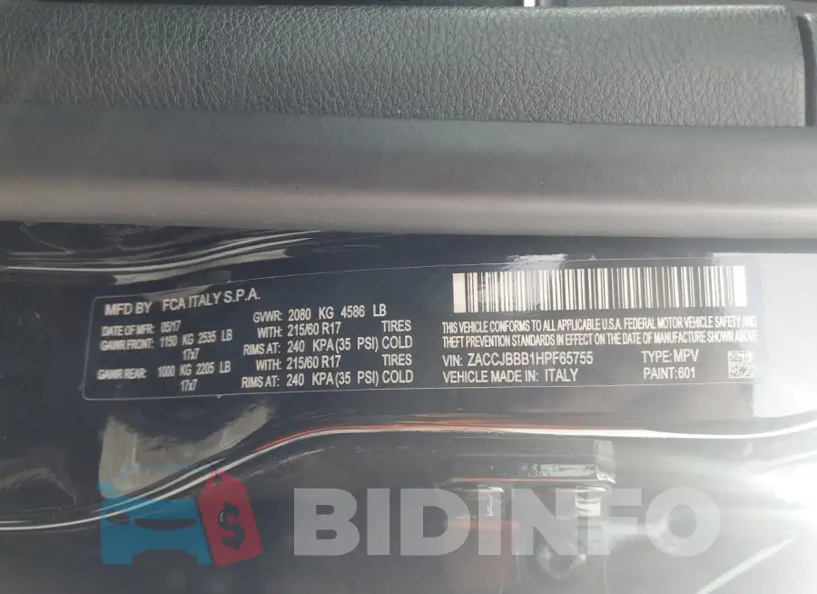 ZACCJBBB1HPF65755 Photo# 13