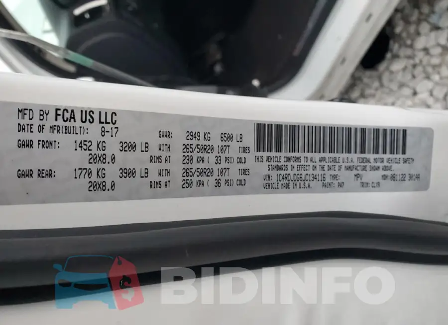 1C4RDJDG6JC134116 Photo# 14