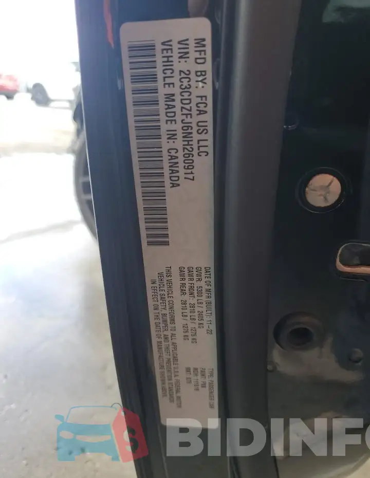 2C3CDZFJ6NH260917 Photo# 12