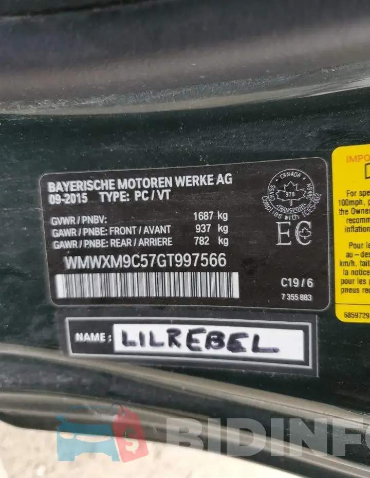 WMWXM9C57GT997566 Photo# 12