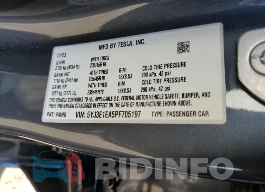 5YJ3E1EA5PF705197 Photo# 13