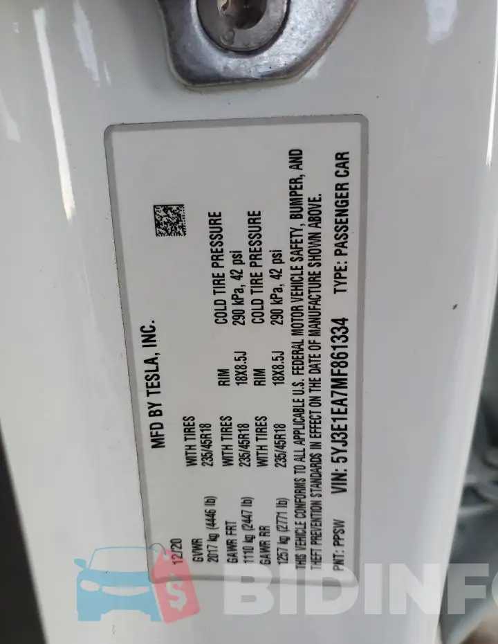 5YJ3E1EA7MF861334 Photo# 12