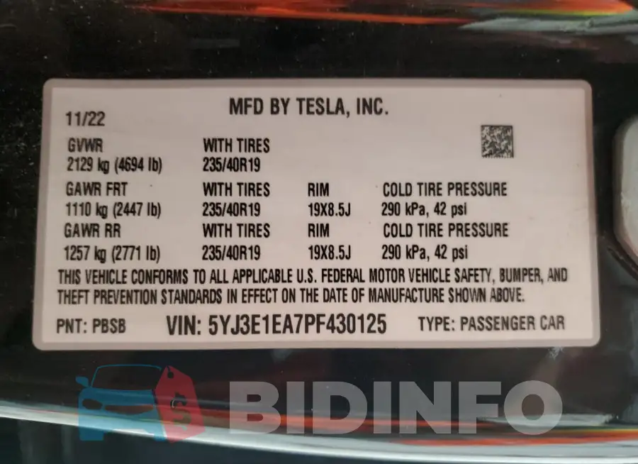5YJ3E1EA7PF430125 Photo# 12
