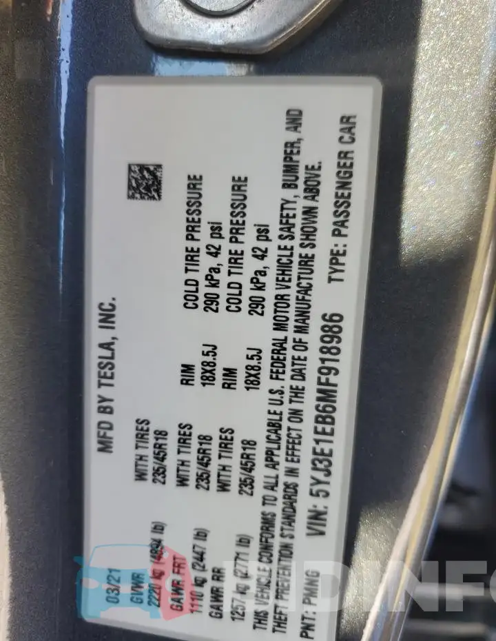 5YJ3E1EB6MF918986 Photo# 12