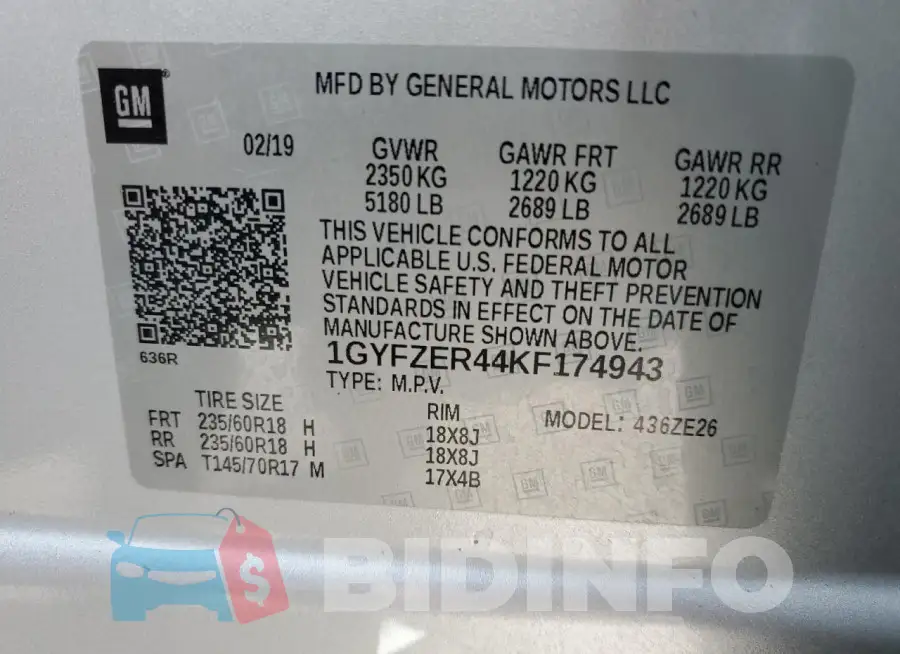 1GYFZER44KF174943 Photo# 13