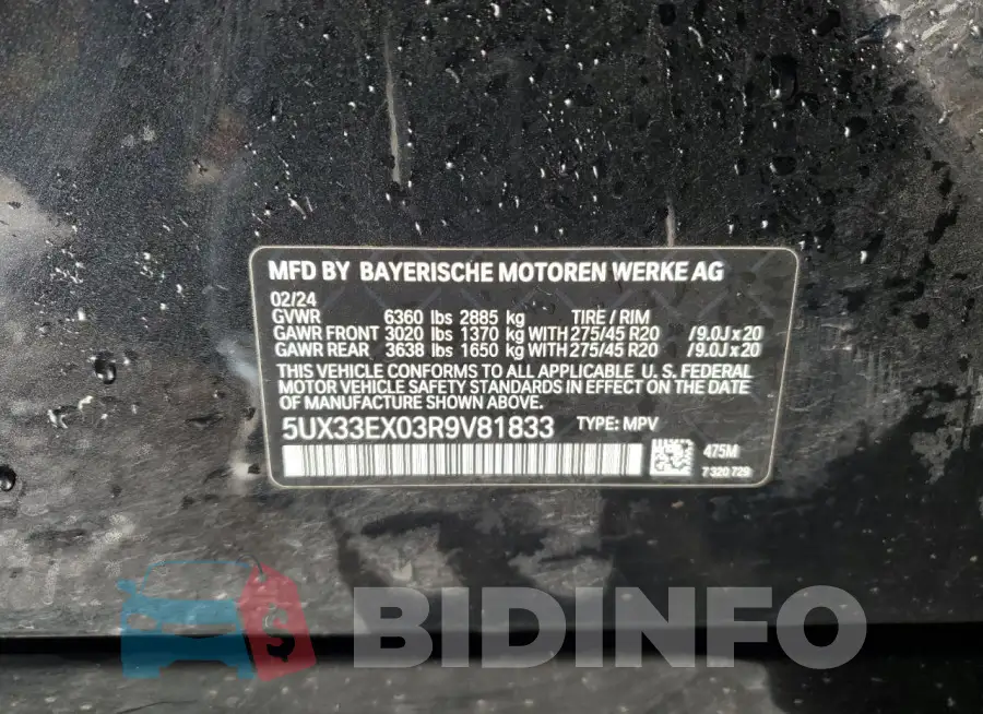 5UX33EX03R9V81833 Photo# 13