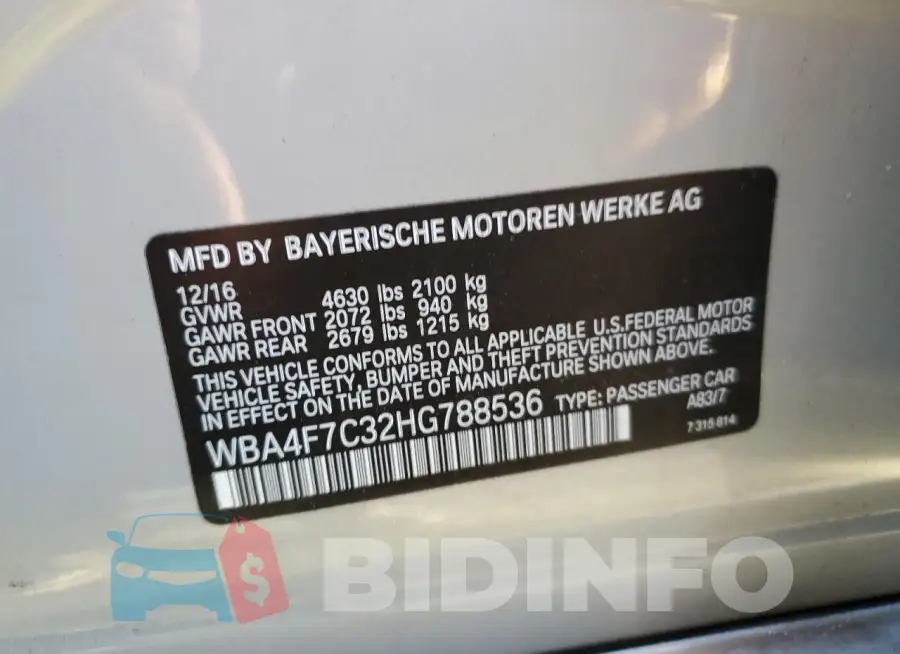WBA4F7C32HG788536 Photo# 12