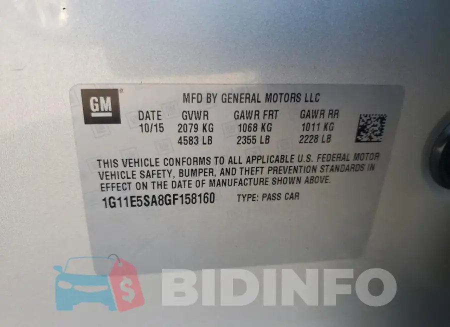 1G11E5SA8GF158160 Photo# 12