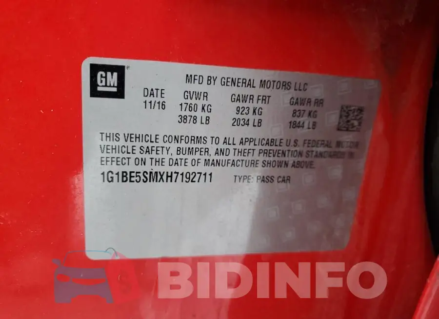 1G1BE5SMXH7192711 Photo# 12