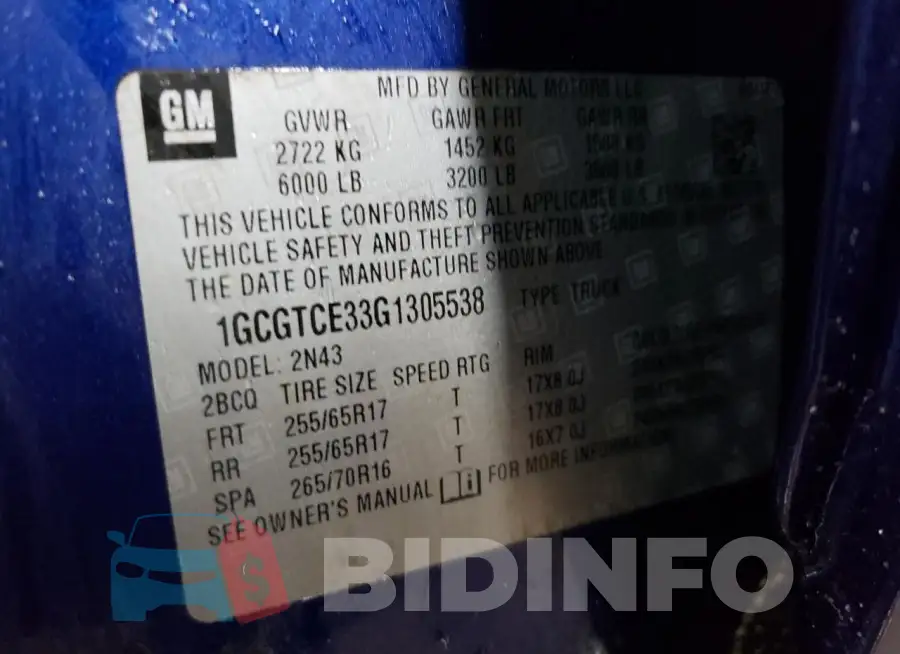 1GCGTCE33G1305538 Photo# 12