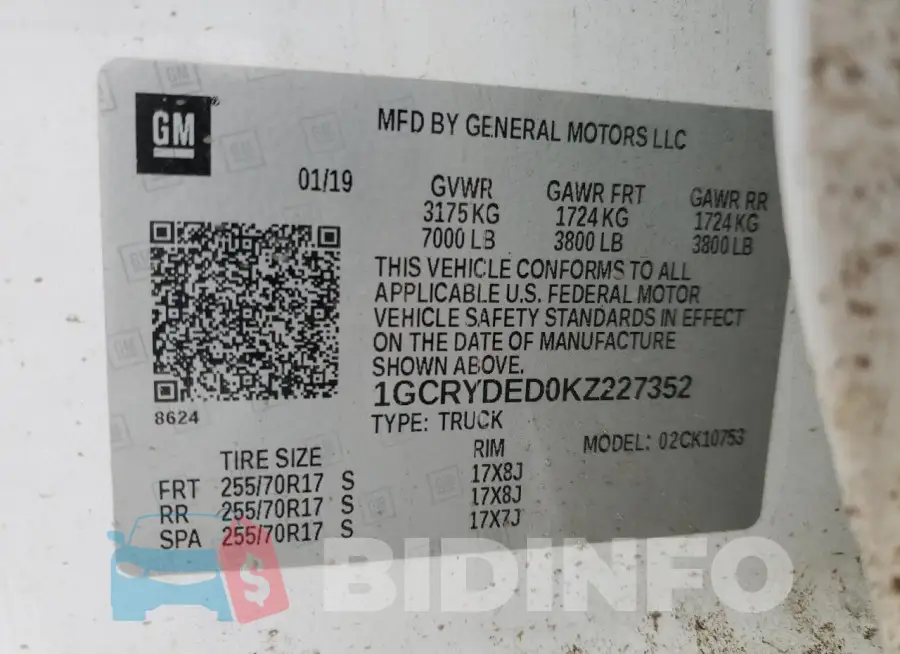 1GCRYDED0KZ227352 Photo# 12
